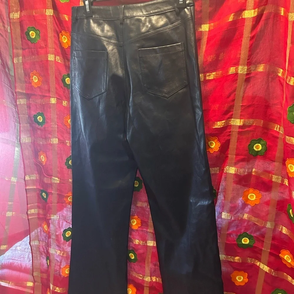 Anthropologie Le Lis Black Vegan Leather Wide-Leg Pants Medium - Picture 5 of 6